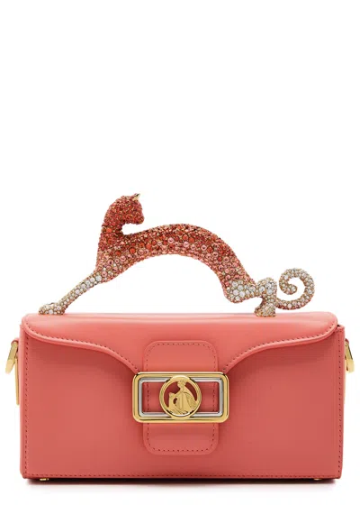 Lanvin Pencil Cat Nano Leather Top Handle Bag In Light Pink