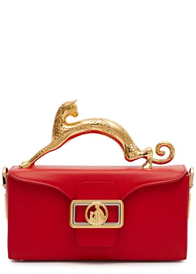 Lanvin Pencil Cat Nano Leather Top Handle Bag In Red