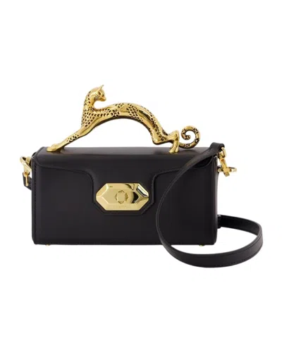 Lanvin Pencil Cat Nano Top Handle Purse In Black