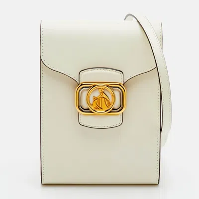 Pre-owned Lanvin Pencil Cat White Leather Flap Crossbody Bag