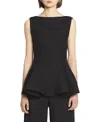 Lanvin Flared Sleeveless Peplum Top In Black