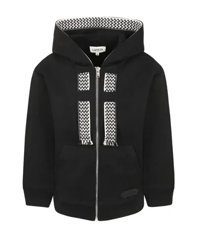 Lanvin Petite Zippered Hooded Sweatshirt In Black