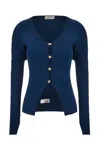 Lanvin Petrol Blue In Stretch Wool Blend Cardigan In 271