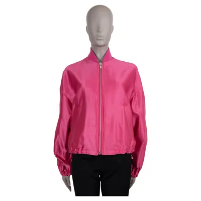 Pre-owned Lanvin Pink Acetate 2020 Ovesized Satin Bomber Jacket 38 S