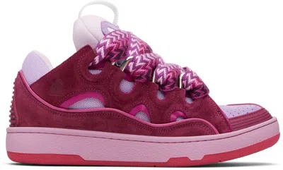 LANVIN PINK & PURPLE CURB LEATHER SNEAKERS