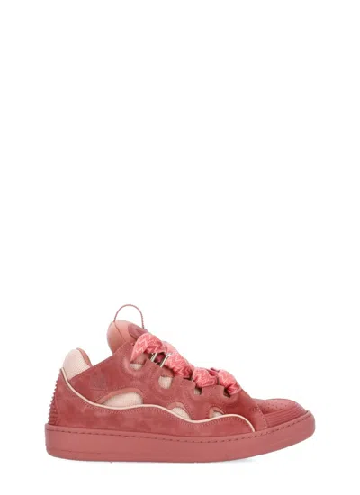 Lanvin Pink Cotton Curb Sneakers In Burgundy