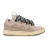 Lanvin Calf Leather Sneakers In Grey With Multicolor Laces In Neutral