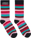 Lanvin Striped Curb-lettering Socks In Multi