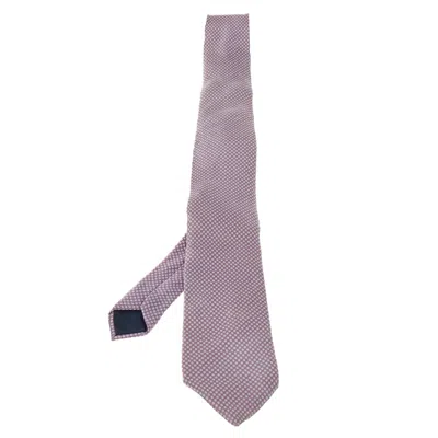 Lanvin Pink Dot Pattern Print Silk Satin Tie In Purple