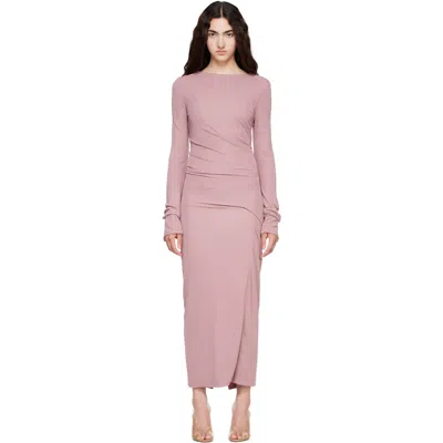 Lanvin Pink Draped Maxi Dress In Multi