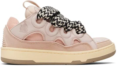 LANVIN PINK LEATHER CURB SNEAKERS