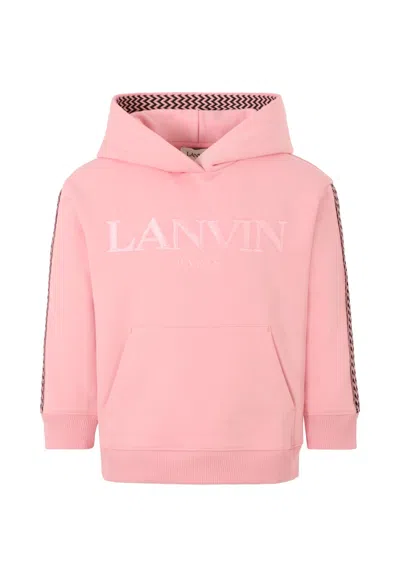 LANVIN PINK SWEATSHIRT FOR GIRL WITH LOGO