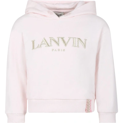 Lanvin Kids' Pink Sweatshirt With Hood For Girl With Logo In Rosa