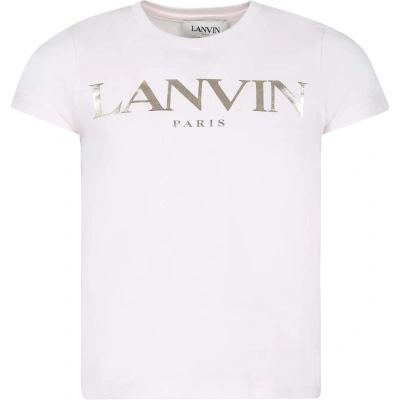Lanvin Kids' Pink T-shirt For Girl With Logo In N Rosa Antico