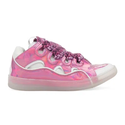 Lanvin Pink/white Baskets Curb Sneakers