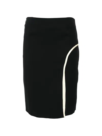 Pre-owned Lanvin Piped-trim Mini Skirt In Black