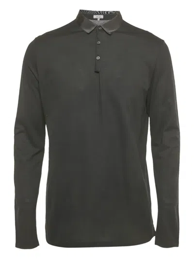 Pre-owned Lanvin Piqué Long-sleeve Polo Shirt In Black