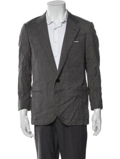 Pre-owned Lanvin Plaid Print Blazer In Black