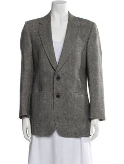 Pre-owned Lanvin Plaid Print Blazer In Gray