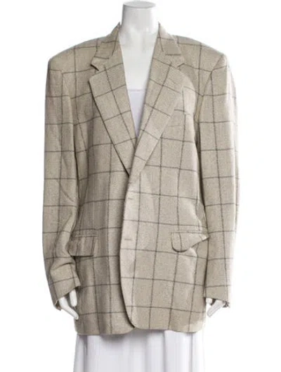 Pre-owned Lanvin Plaid Print Blazer In Neutral