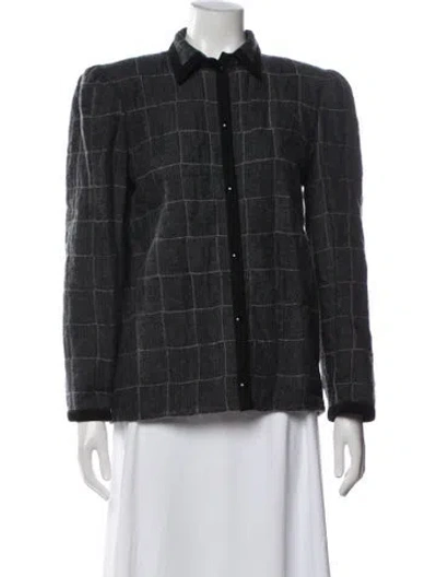 Pre-owned Lanvin Plaid Print Jacket In Grey