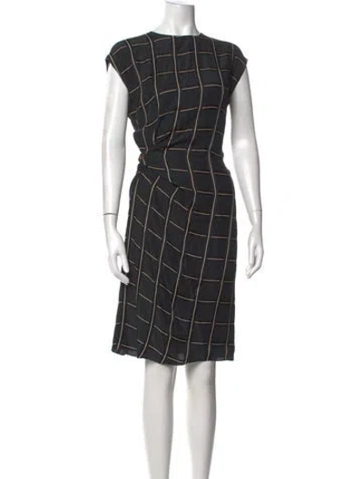 Pre-owned Lanvin Plaid Print Knee-length Dress In Black