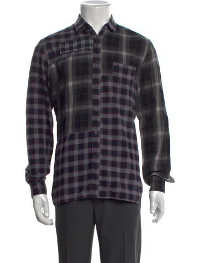 Pre-owned Lanvin Plaid Print Long Sleeve Shirt In Blue