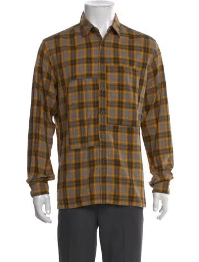 Pre-owned Lanvin Plaid Print Long Sleeve Shirt In Brown