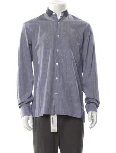 Pre-owned Lanvin Plaid Print Long Sleeve Shirt In Gray