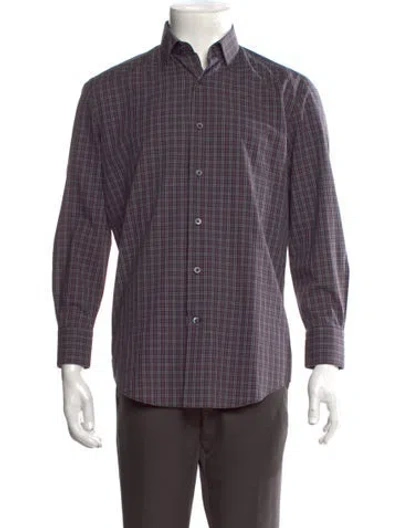 Pre-owned Lanvin Plaid Print Long Sleeve Shirt In Purple