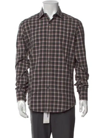 Pre-owned Lanvin Plaid Print Long Sleeve Shirt In Red