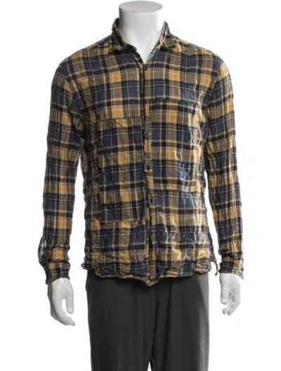 Pre-owned Lanvin Plaid Print Long Sleeve Shirt In Yellow