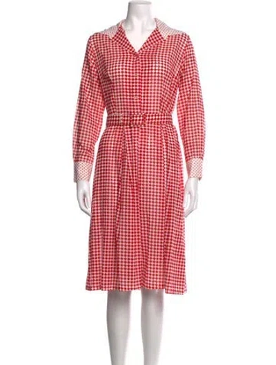 Pre-owned Lanvin Plaid Print Midi Length Dress In Red