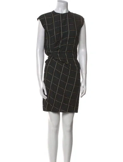 Pre-owned Lanvin Plaid Print Mini Dress In Black