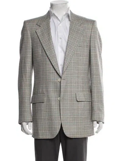 Pre-owned Lanvin Plaid Print Peacoat In Neutral