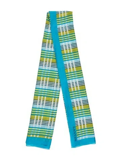 Pre-owned Lanvin Plaid Print Shawl In Blue