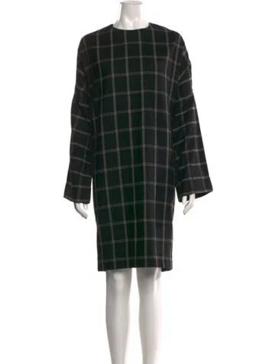 Pre-owned Lanvin Plaid Shift Dress In Black