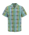 Lanvin Multicolor Check Pattern Cotton Camp Collar Shirt In Green