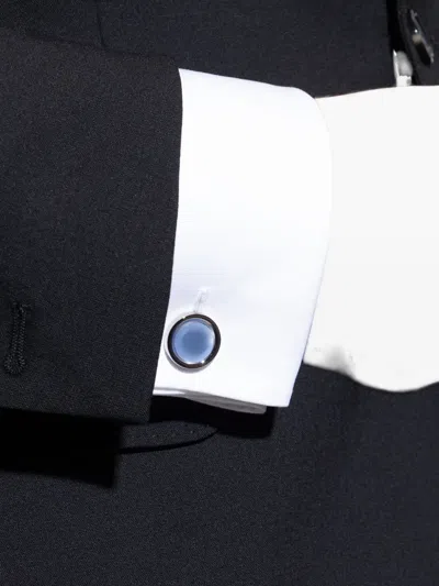 Lanvin Platinum-plated Oval Cufflinks In Blue