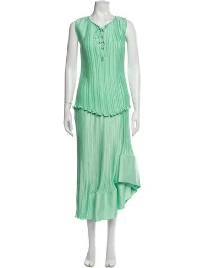 Pre-owned Lanvin Pleated Accents Skirt Suit In Green