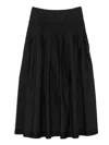 Lanvin Pleated Basque Midi Skirt In Black
