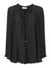 Lanvin Long-sleeved Pleated Blouse In Black