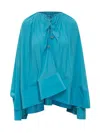 Lanvin Flowing Pleated Blouse Tie Neck In Blue