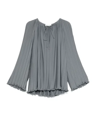 LANVIN LANVIN V-NECK PLEATED BLOUSE