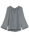 Lanvin Pleated Blouse In Grey