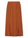 Lanvin Pleated Button-detail Skirt In Brown