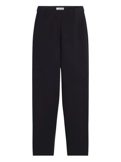 Lanvin Pleated Cotton Trousers In Black