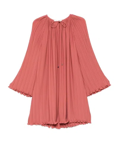 LANVIN LANVIN DRAWSTRING NECK RUFFLED TRIM DRESS