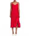 Lanvin Long Pleated Strapped Dress In Flame