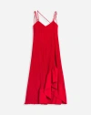 Lanvin Long Pleated Strapped Dress In Flame